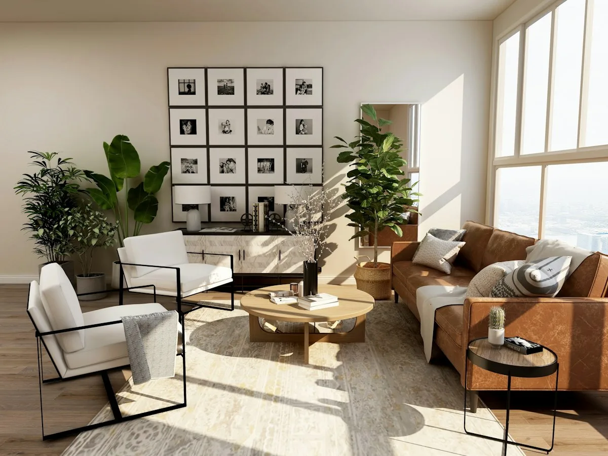 Salón luminoso como ilustración de confort en el hogar